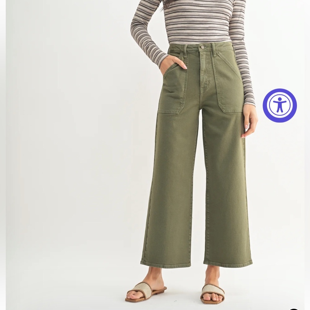 NWT Just Black Denim Olive Wide Leg Pants